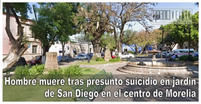 Hombre muere tras presunto suicidio en jardín de San Diego en el centro de Morelia
