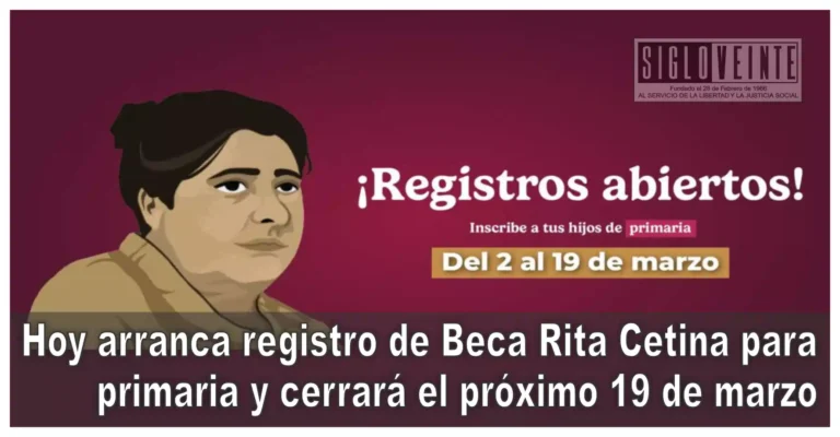 Hoy arranca registro de Beca Rita Cetina para primaria y cerrará el próximo 19 de marzo