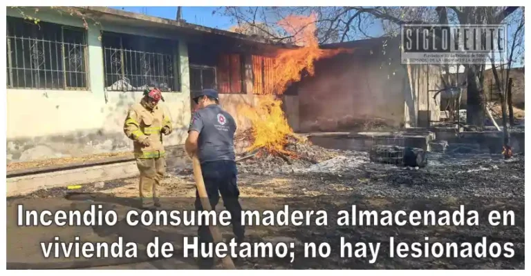 Incendio consume madera almacenada en vivienda de Huetamo; no hay lesionados