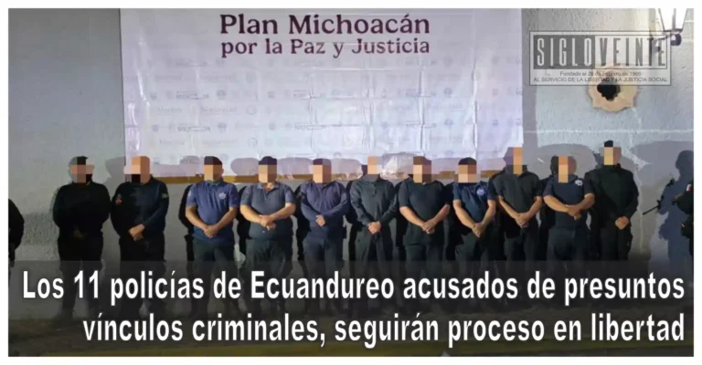 Los 11 policías de Ecuandureo acusados de presuntos vínculos criminales, seguirán proceso en libertad