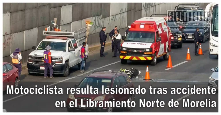 Motociclista resulta lesionado tras accidente en el Libramiento Norte de Morelia