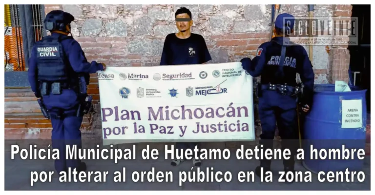 Policía Municipal de Huetamo detiene a hombre por alterar al orden público en la zona centro