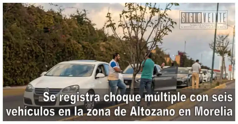 Se registra choque múltiple con seis vehículos en la zona de Altozano en Morelia