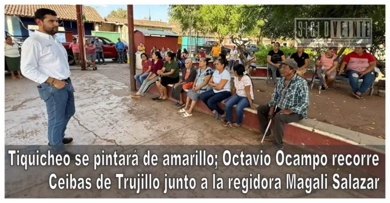 Tiquicheo se pintará de amarillo; Octavio Ocampo recorre Ceibas de Trujillo junto a la regidora Magali Salazar