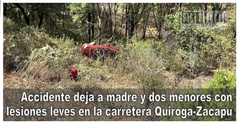 Accidente deja a madre y dos menores con lesiones leves en la carretera Quiroga-Zacapu
