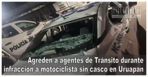 Agreden a agentes de Tránsito durante infracción a motociclista sin casco en Uruapan