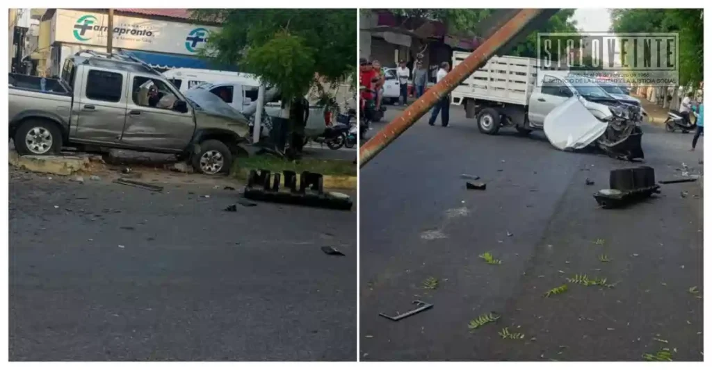 Aparatosa colisión entre camionetas deja daños materiales en Ciudad Altamirano