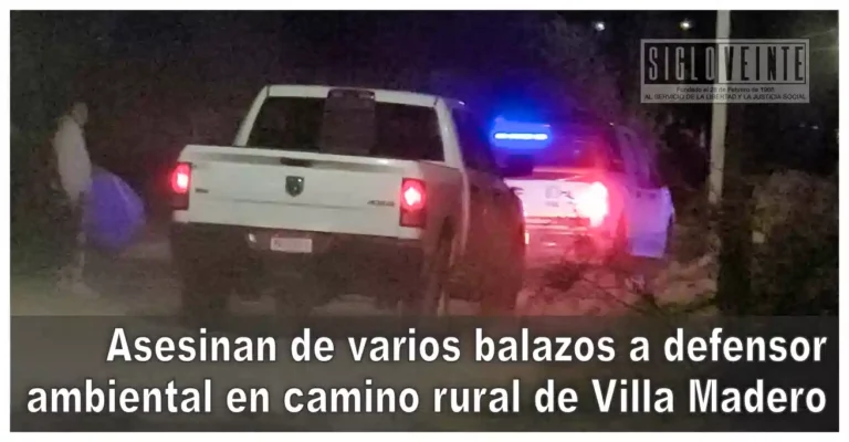 Asesinan de varios balazos a defensor ambiental en camino rural de Villa Madero