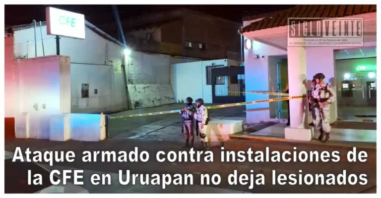 Ataque armado contra instalaciones de CFE en Uruapan no deja lesionados