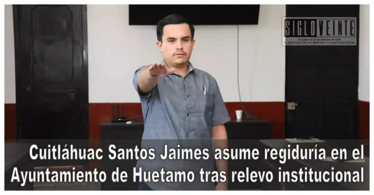 Cuitláhuac Santos Jaimes asume regiduría en el Ayuntamiento de Huetamo tras relevo institucional
