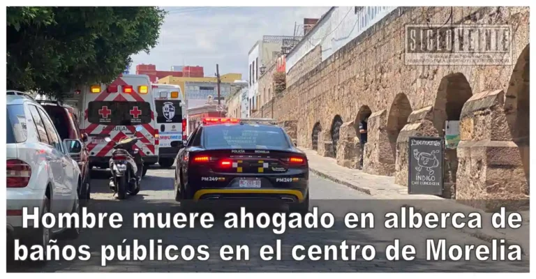 Hombre muere ahogado en alberca de baños públicos en el centro de Morelia