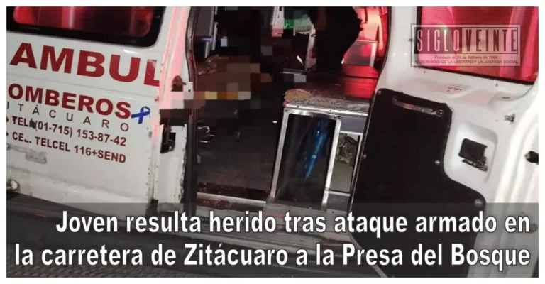 Joven resulta herido tras ataque armado en la carretera de Zitácuaro a la Presa del Bosque