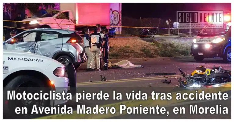 Motociclista pierde la vida tras accidente en Avenida Madero Poniente, en Morelia