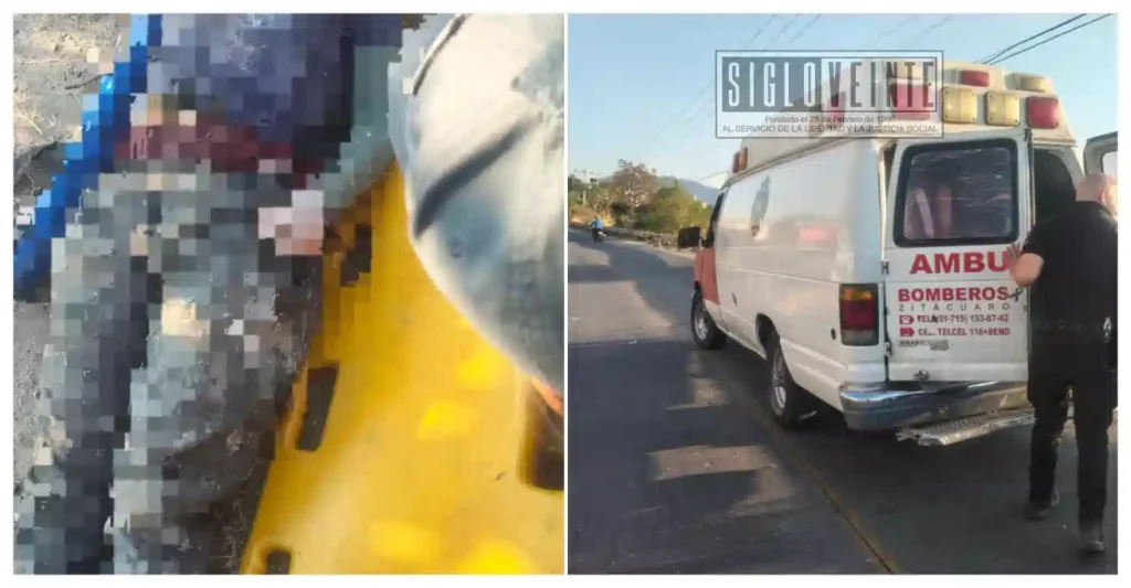 Motociclista resulta lesionada tras derrape en la carretera Zitácuaro-Morelia