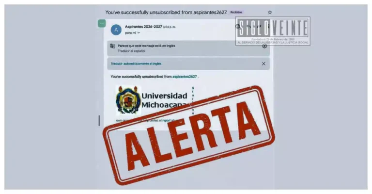 Universidad Michoacana advierte sobre correos falsos dirigidos a aspirantes de nuevo ingreso