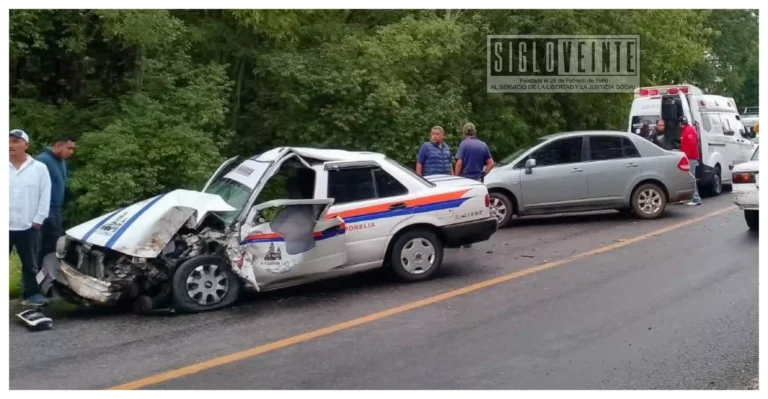Choque entre taxi, camión y unidad de paquetería deja un lesionado en la Morelia-Zacapu