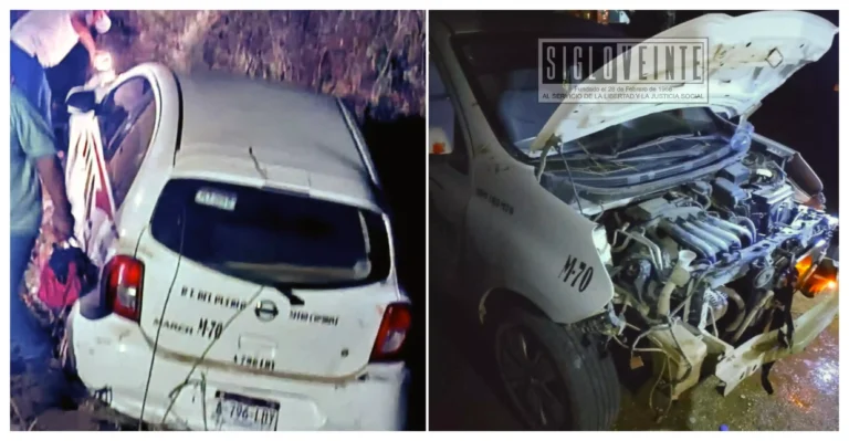 Taxista resulta herido tras intento de asalto y accidente en zona rural de Lázaro Cárdenas