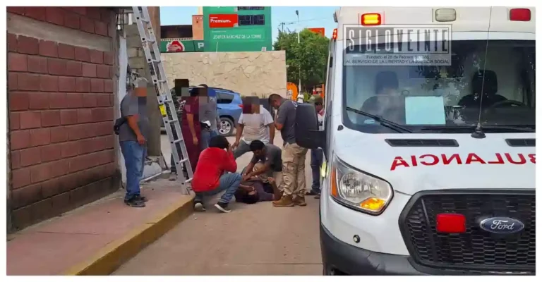 Trabajador eléctrico sufre descarga y cae de escalera en el centro de Huetamo