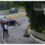 Auto de lujo se estrella contra muro de contención en la Morelia-Pátzcuaro; no hubo lesionados
