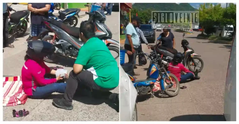Mujer se lesiona al chocar dos motos sobre la Avenida Rey Irepan, en Ciudad Altamirano