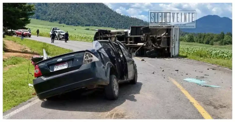 Trágico accidente en Paracho deja dos muertos; quedaron prensados tras choque con camión de carga