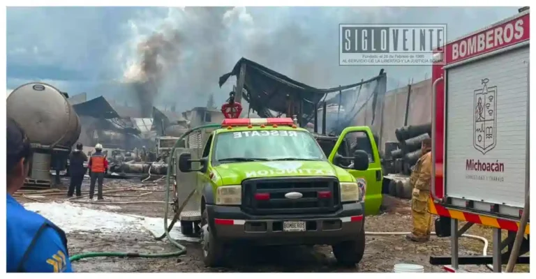 Explosión e incendio en planta de residuos químicos causa alarma en Ciudad Hidalgo; hay dos heridos