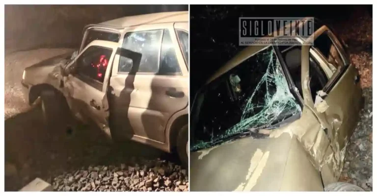 Intento por cruzar antes que el tren, termina con automóvil destrozado en Taretan