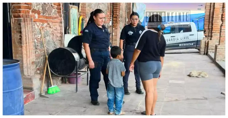 Menor extraviado es localizado en la Avenida Madero y entregado a salvo a su madre en Huetamo