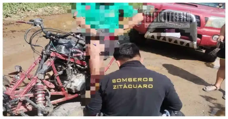 Volcadura en cuatrimoto deja a un hombre con fractura expuesta en Zitácuaro