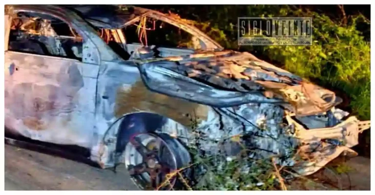 Auto consumido por el fuego ocultaba dos cuerpos en una brecha cerca de Santa Clara del Cobre