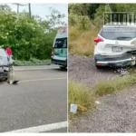 Choque de dos vehículos en la carretera Huetamo–San Lucas deja daños materiales; no hubo lesionados