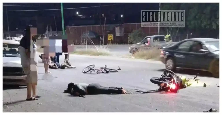 Choque entre camioneta, motocicleta y bicicleta deja dos lesionados en Ciudad Altamirano