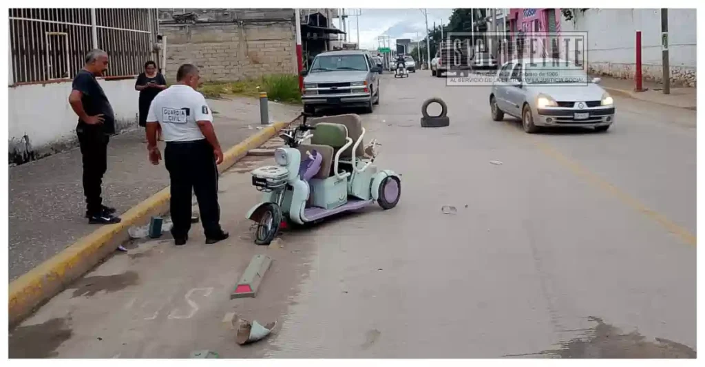 Vehículo impacta bicicleta eléctrica de tres ruedas en Huetamo y huye; una persona resulta lesionada